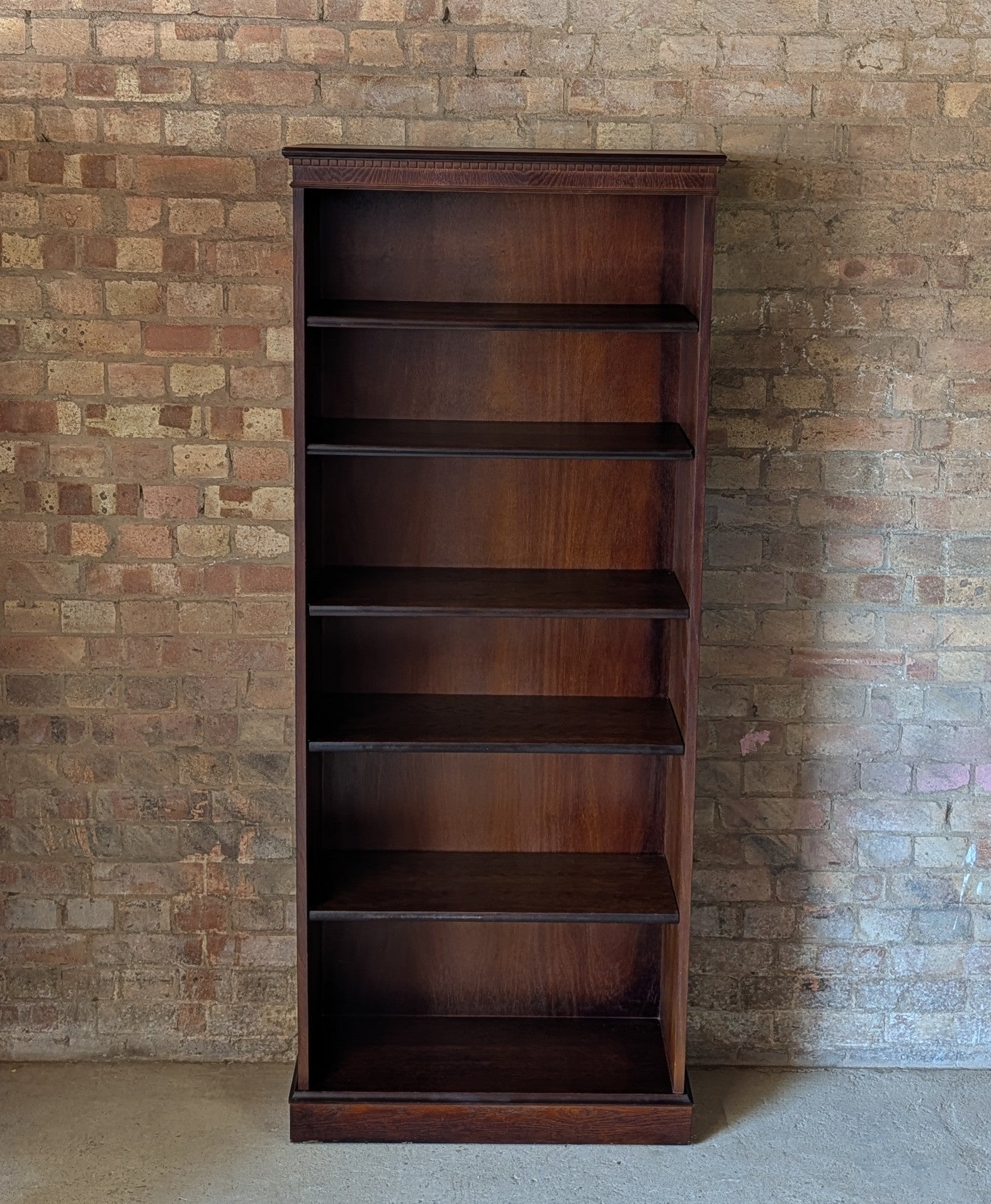 Vintage Tall Oak Open Bookcase