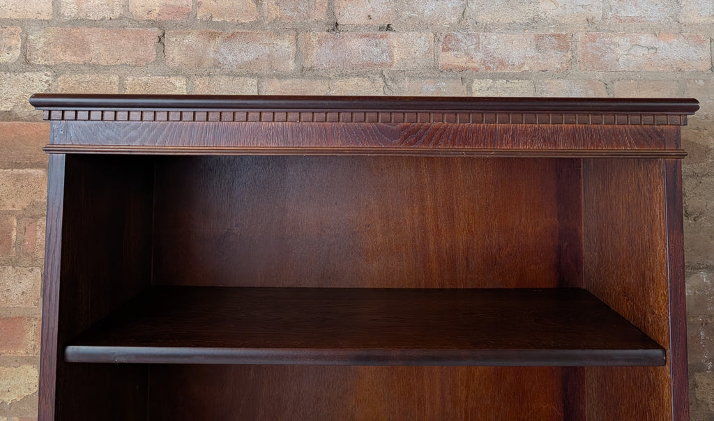 Vintage Tall Oak Open Bookcase