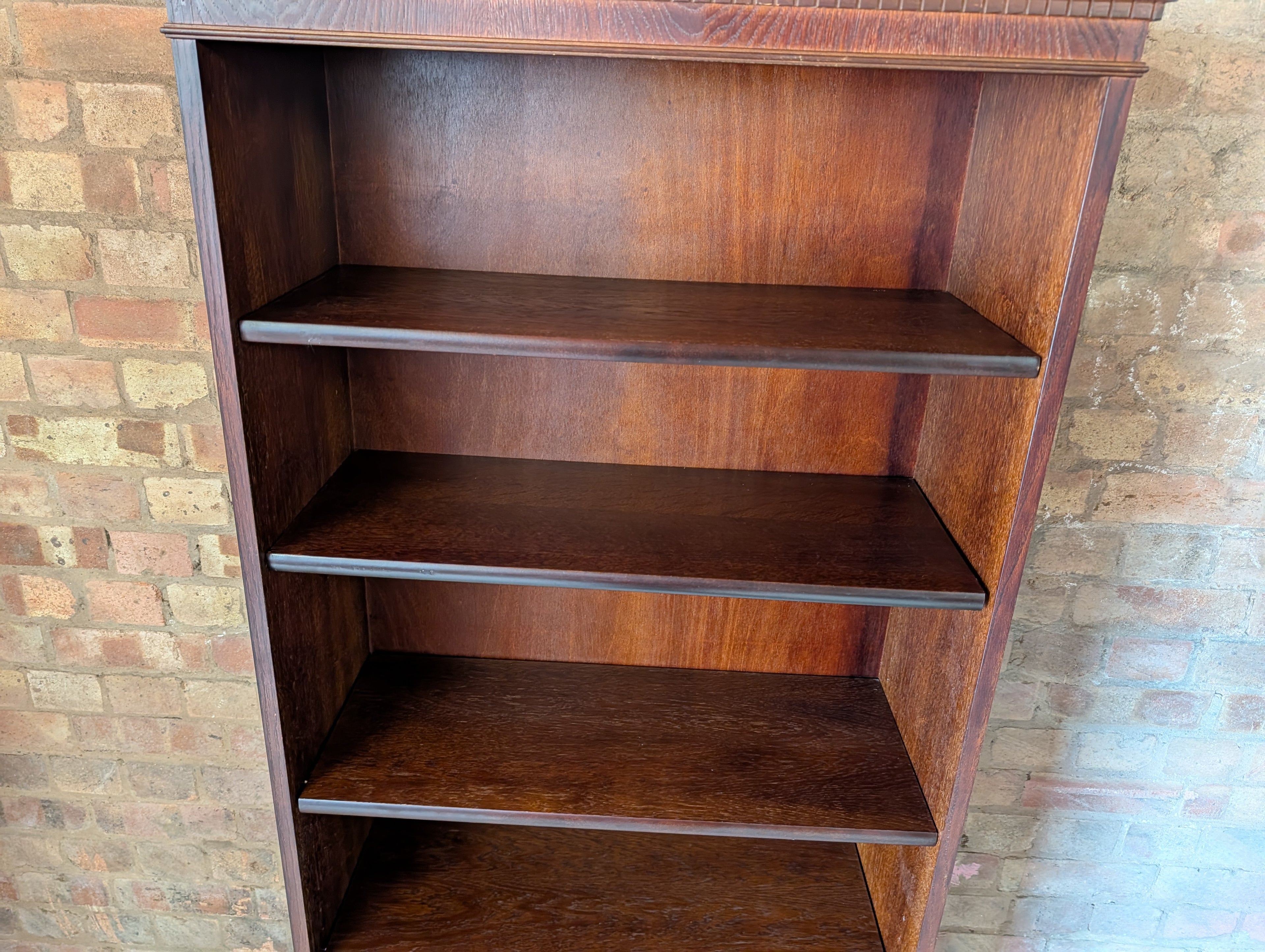 Vintage Tall Oak Open Bookcase