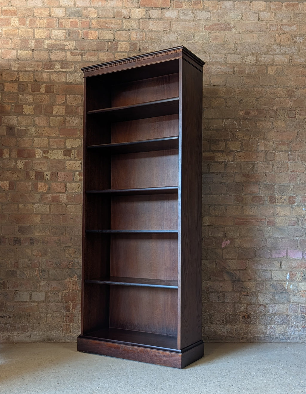 Vintage Tall Oak Open Bookcase