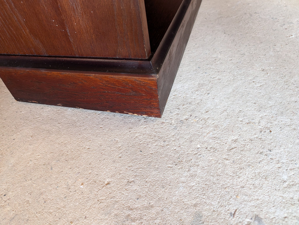 Vintage Tall Oak Open Bookcase