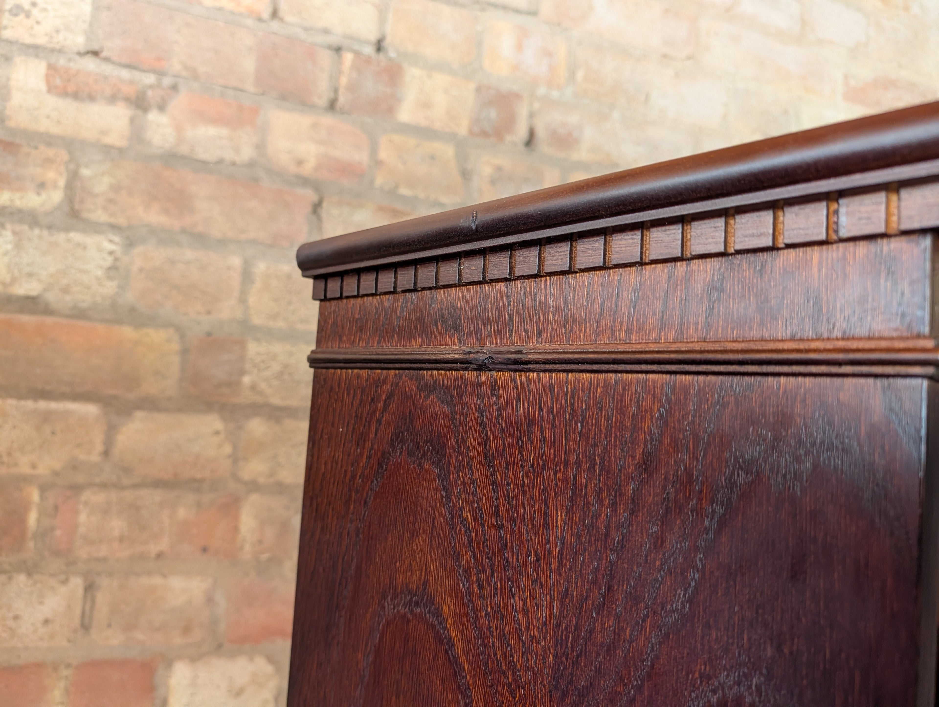 Vintage Tall Oak Open Bookcase