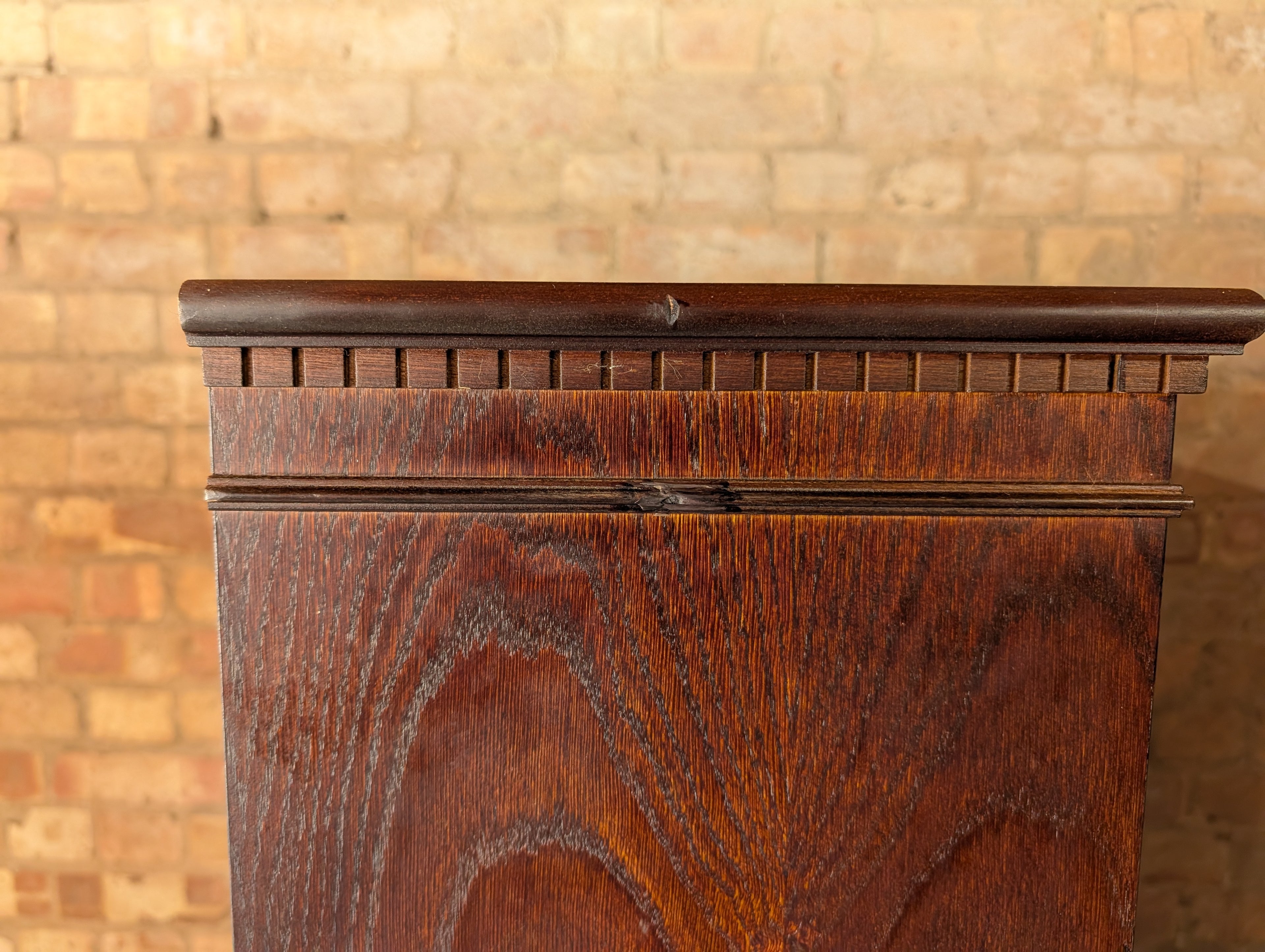 Vintage Tall Oak Open Bookcase