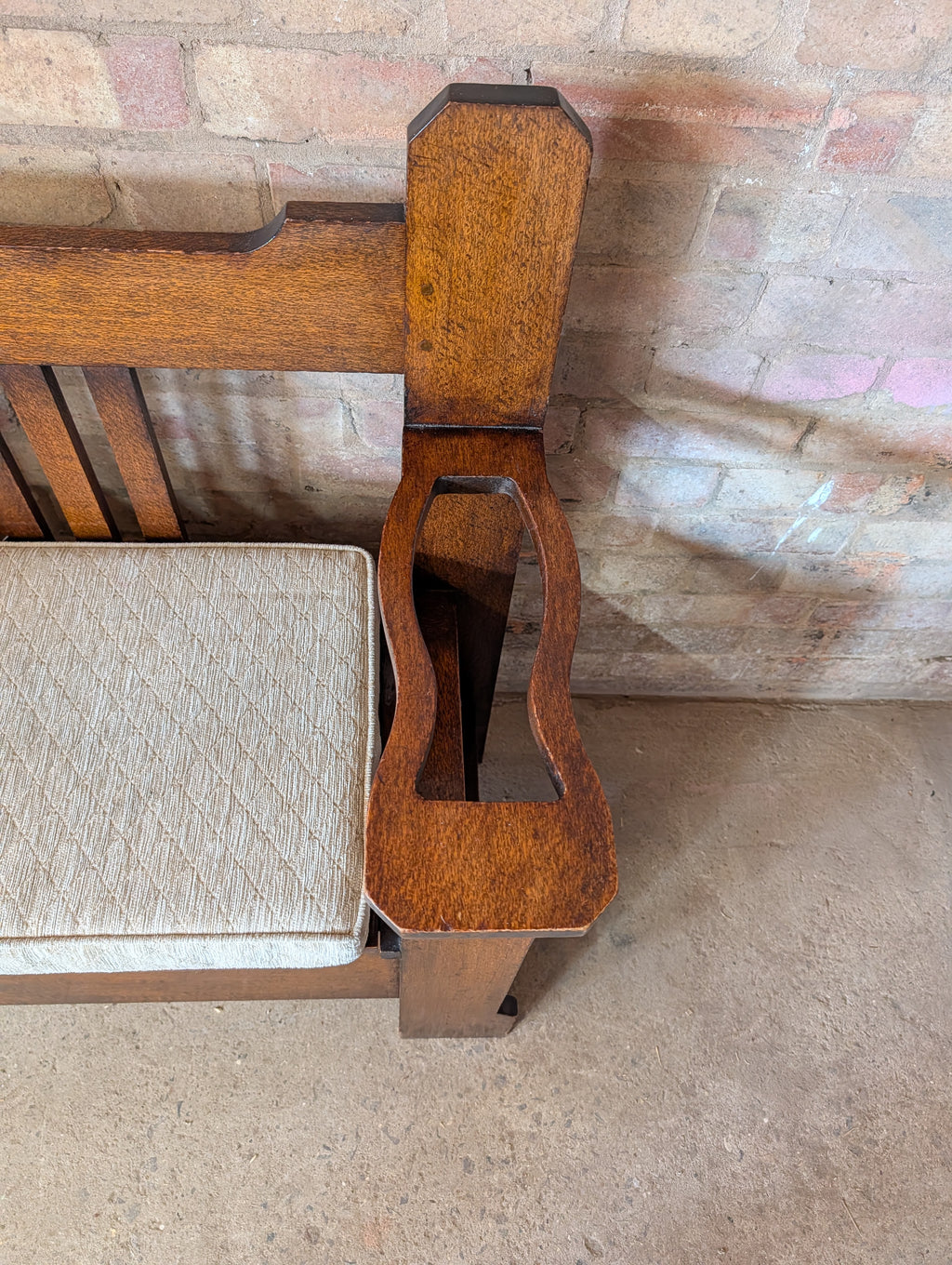 Antique Arts & Crafts Oak Hall Bench Settle Monks Bench C.1910