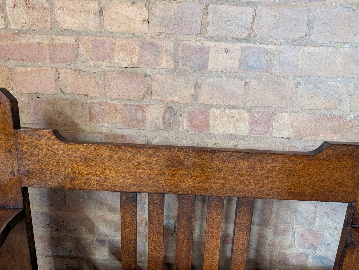 Antique Arts & Crafts Oak Hall Bench Settle Monks Bench C.1910