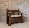 Antique Arts & Crafts Oak Hall Bench Settle Monks Bench C.1910