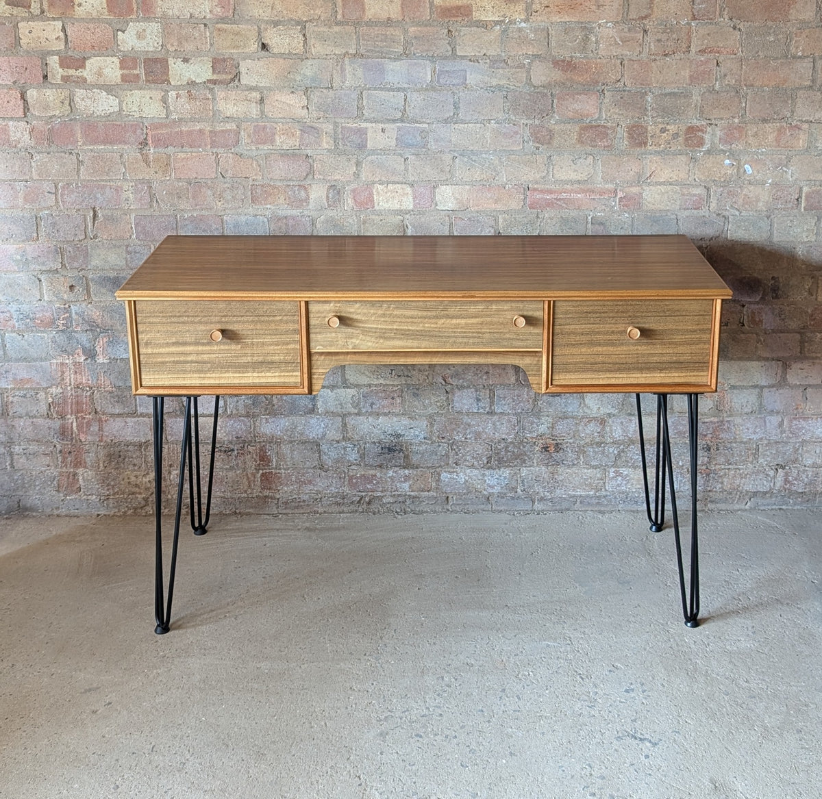 Mid Century Alfred Cox Walnut Desk On Hair Pin Legs