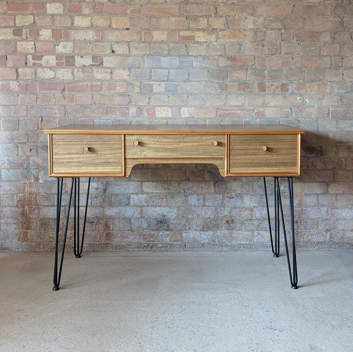Mid Century Alfred Cox Walnut Desk On Hair Pin Legs