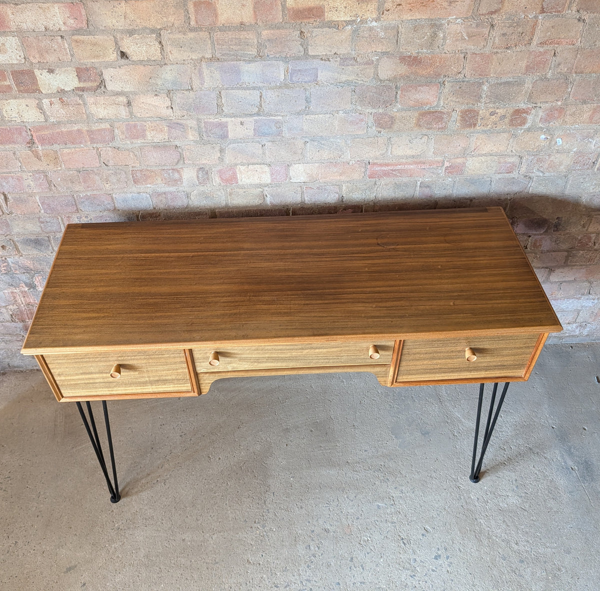 Mid Century Alfred Cox Walnut Desk On Hair Pin Legs