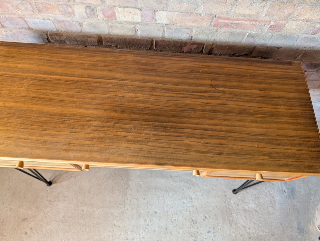 Mid Century Alfred Cox Walnut Desk On Hair Pin Legs