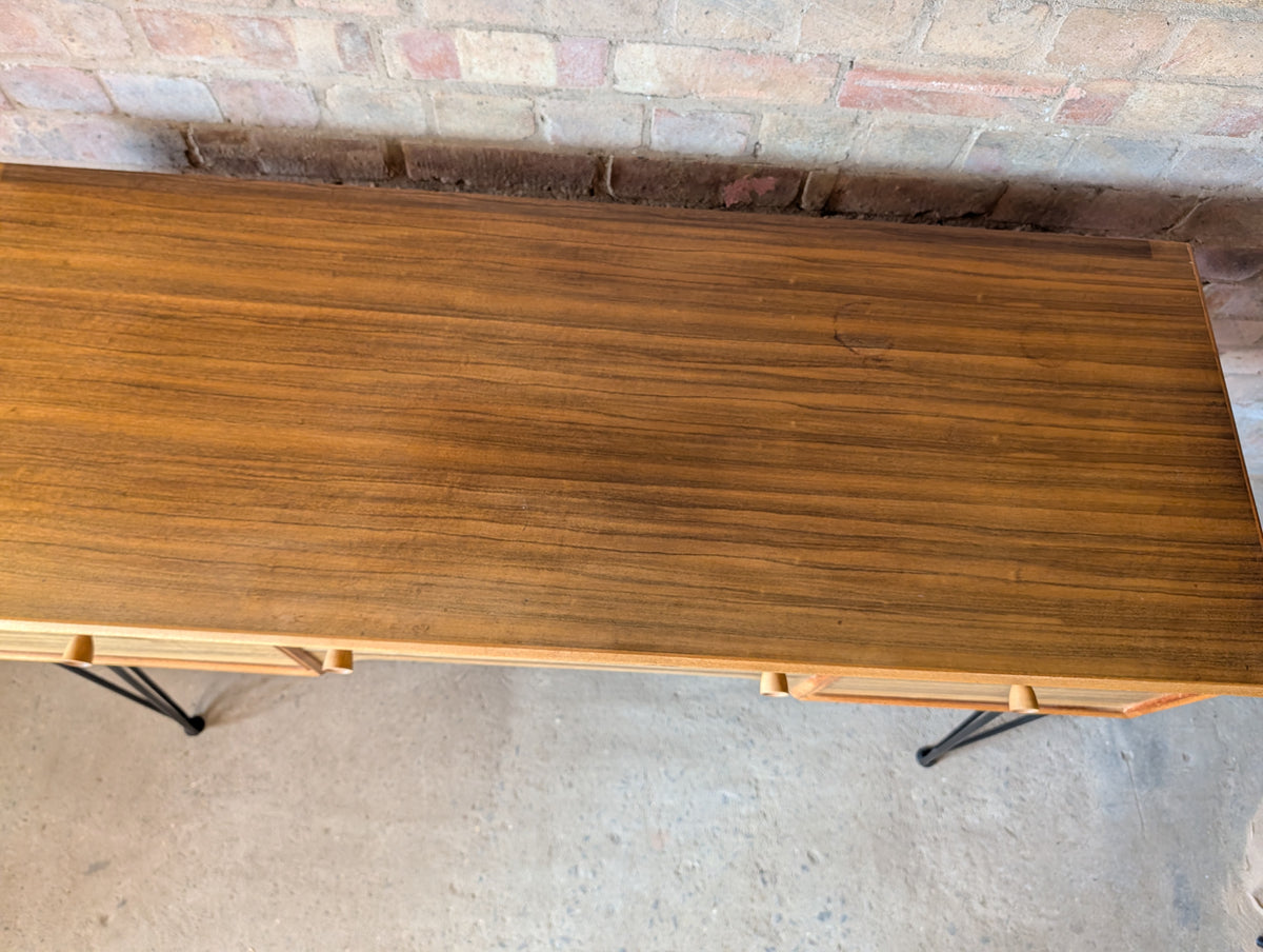 Mid Century Alfred Cox Walnut Desk On Hair Pin Legs