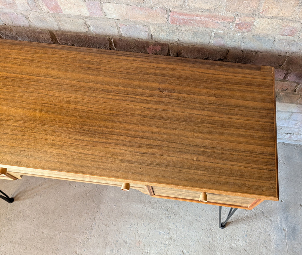 Mid Century Alfred Cox Walnut Desk On Hair Pin Legs