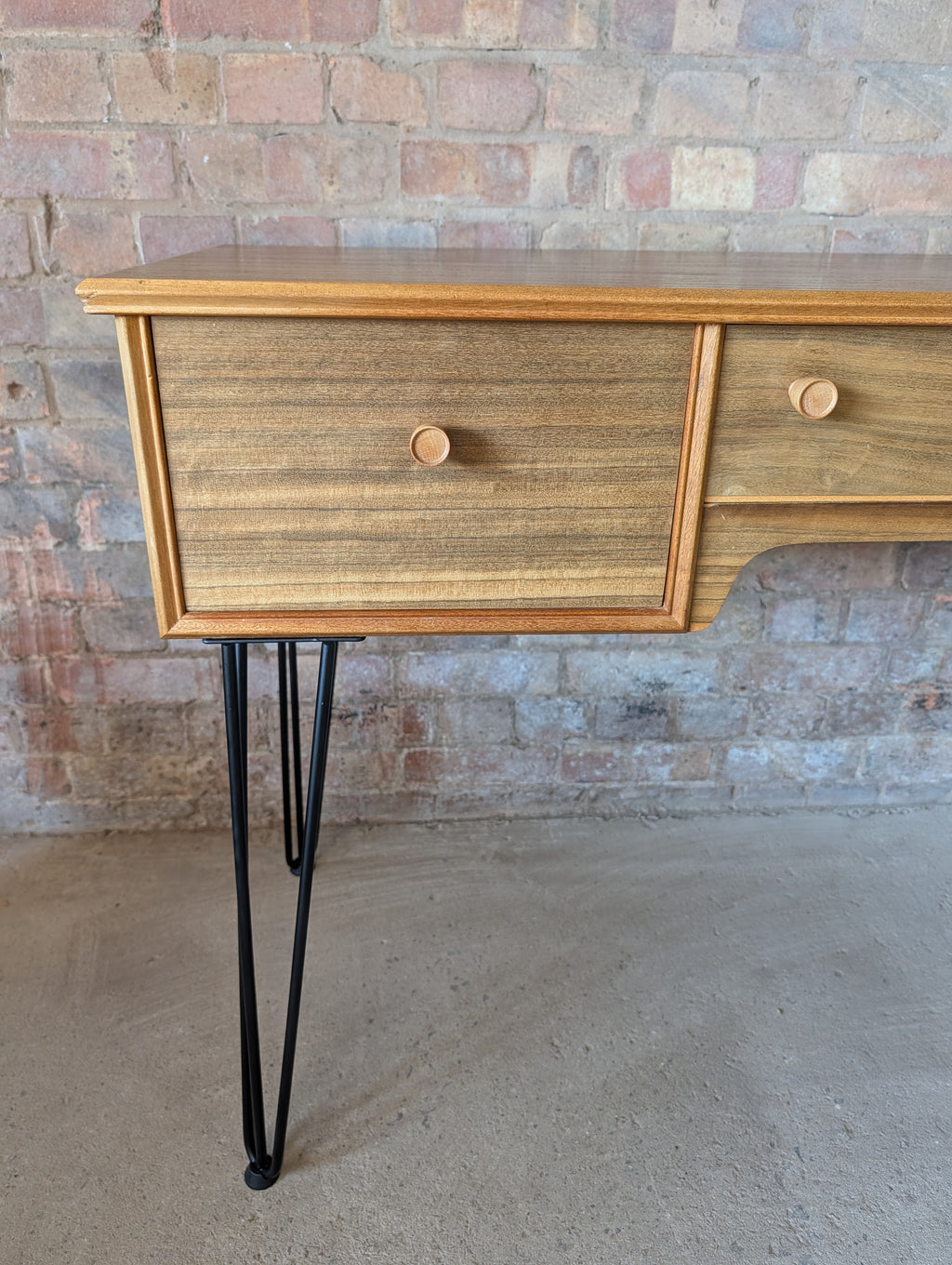 Mid Century Alfred Cox Walnut Desk On Hair Pin Legs