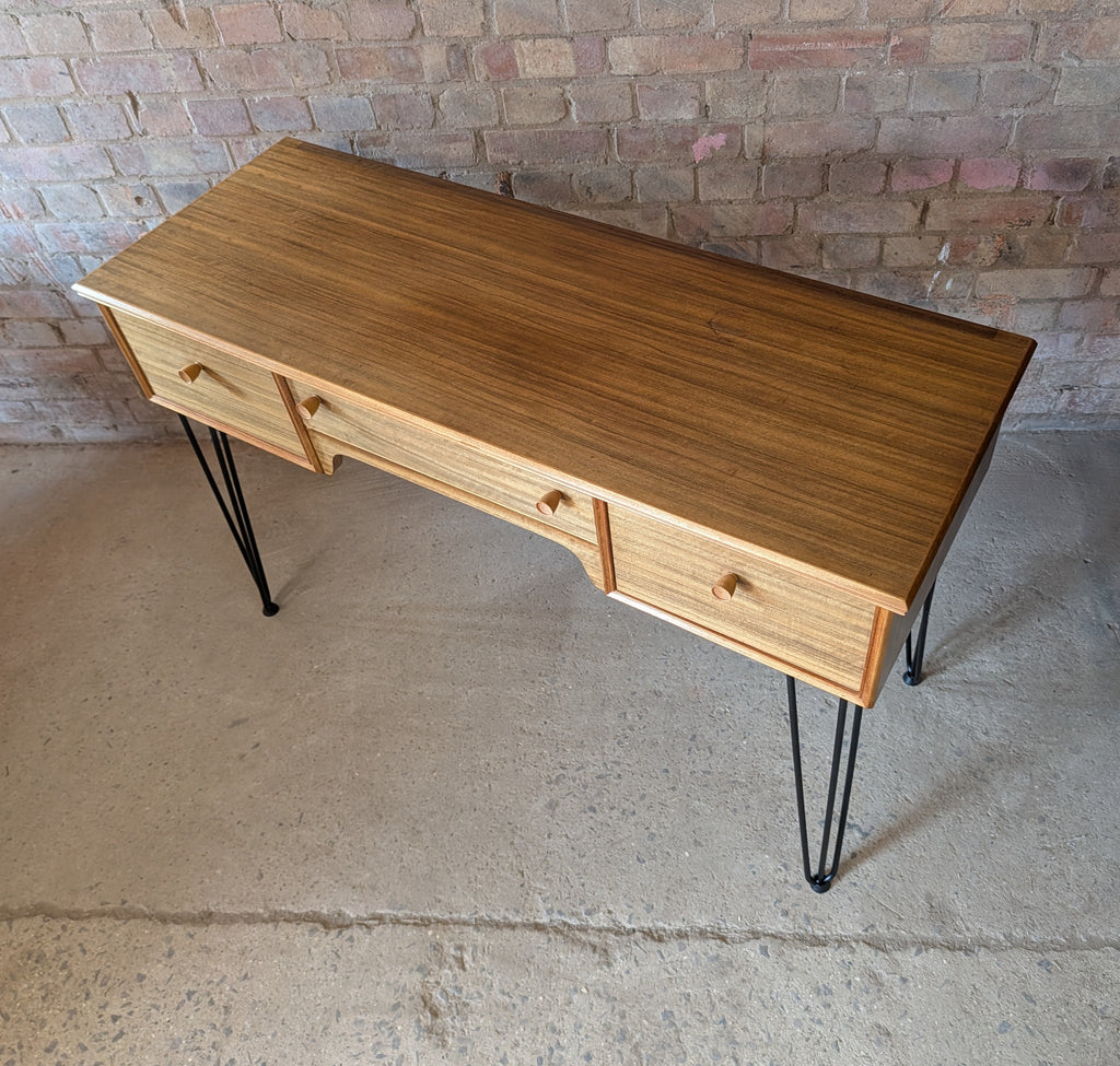 Mid Century Alfred Cox Walnut Desk On Hair Pin Legs