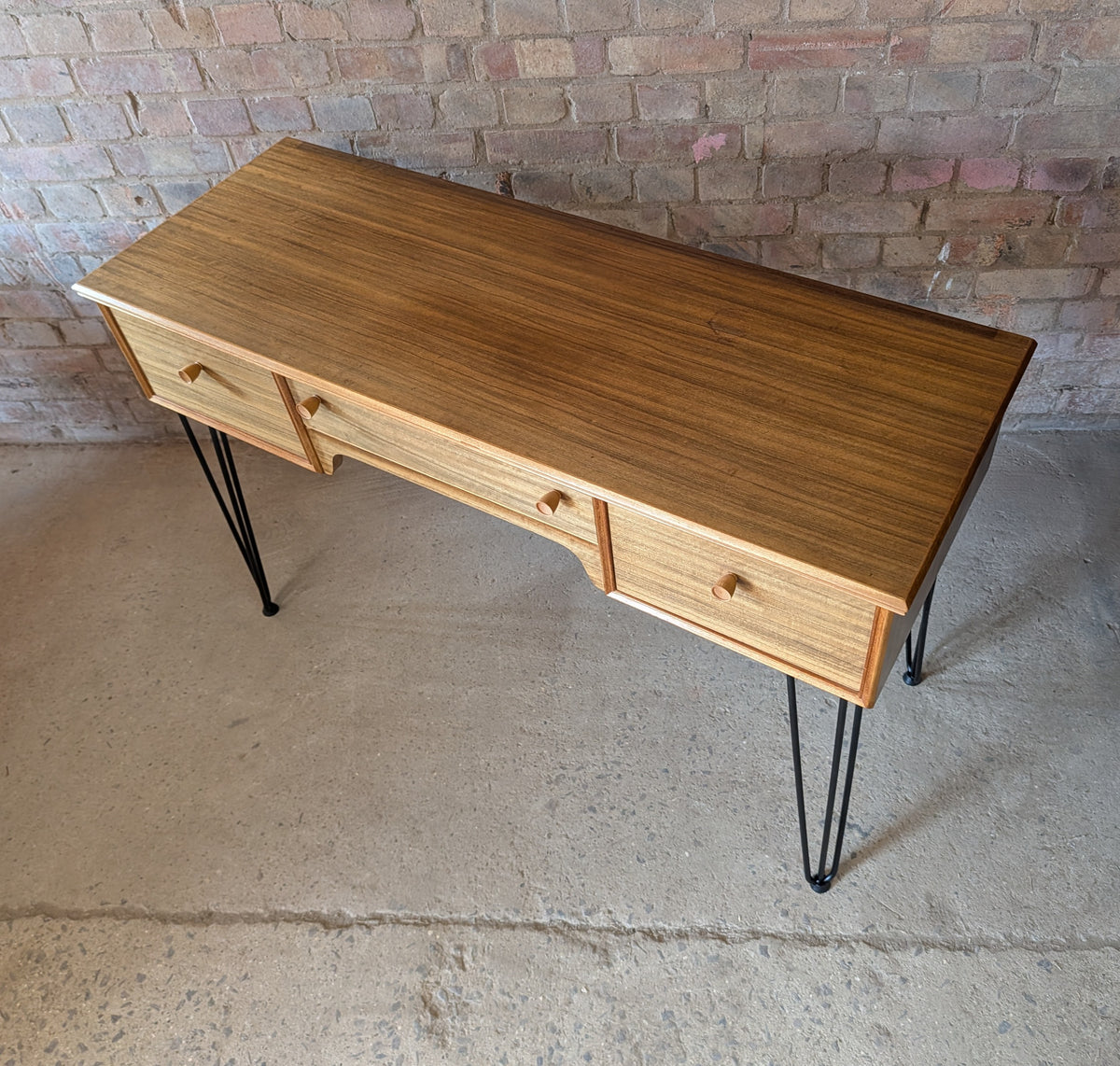 Mid Century Alfred Cox Walnut Desk On Hair Pin Legs