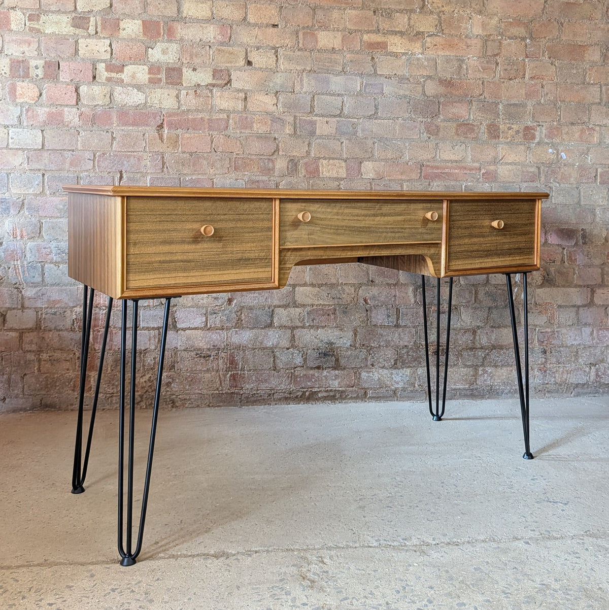 Mid Century Alfred Cox Walnut Desk On Hair Pin Legs