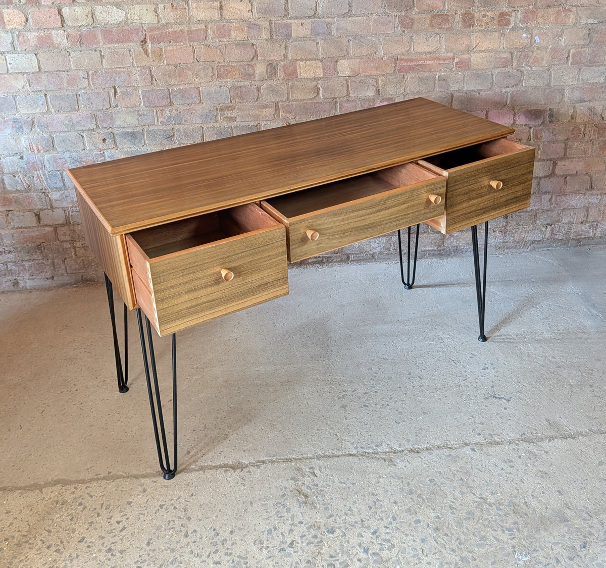 Mid Century Alfred Cox Walnut Desk On Hair Pin Legs