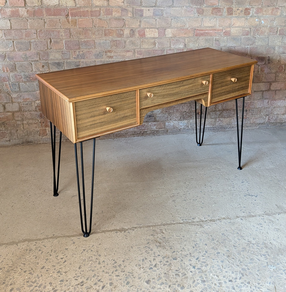 Mid Century Alfred Cox Walnut Desk On Hair Pin Legs