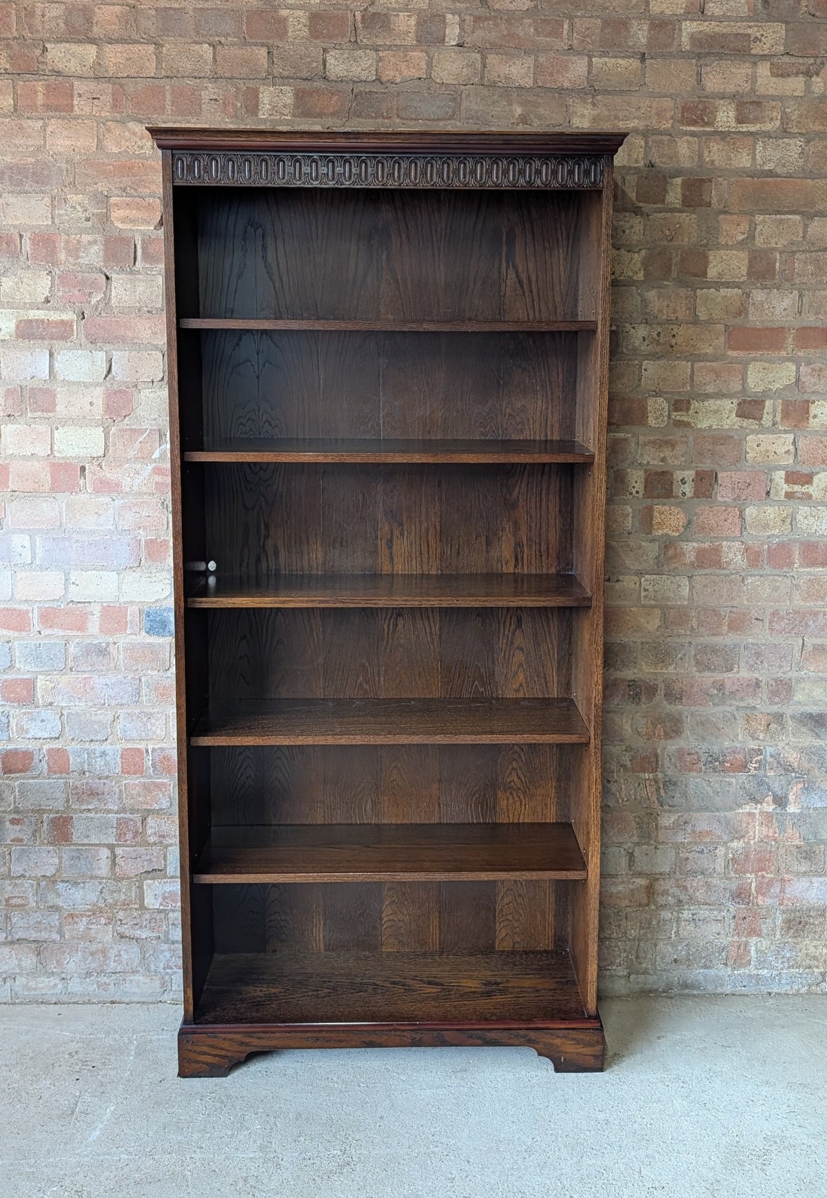 Vintage Oak Tall Open Bookcase