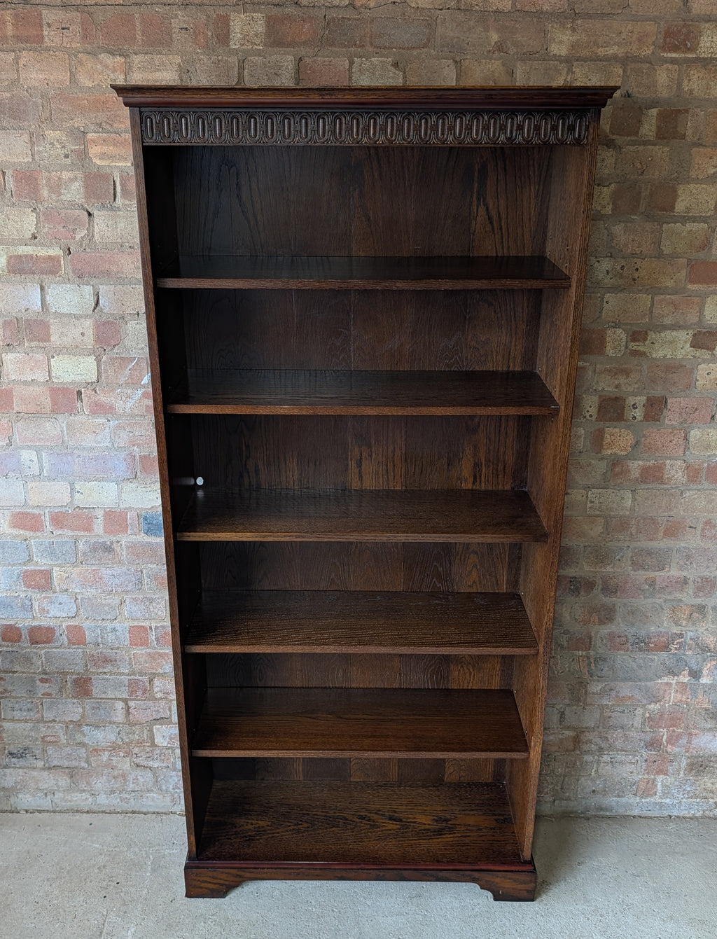 Vintage Oak Tall Open Bookcase