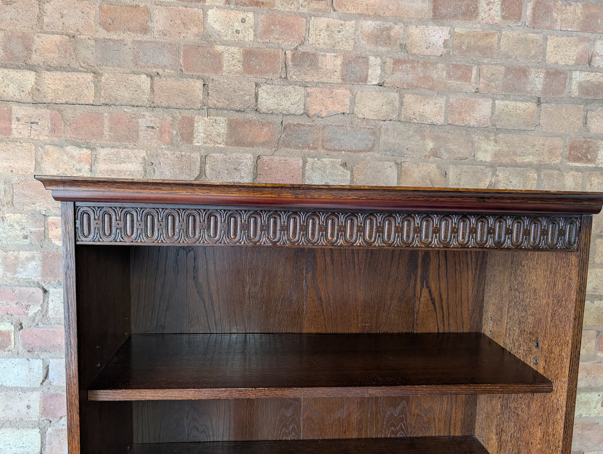 Vintage Oak Tall Open Bookcase