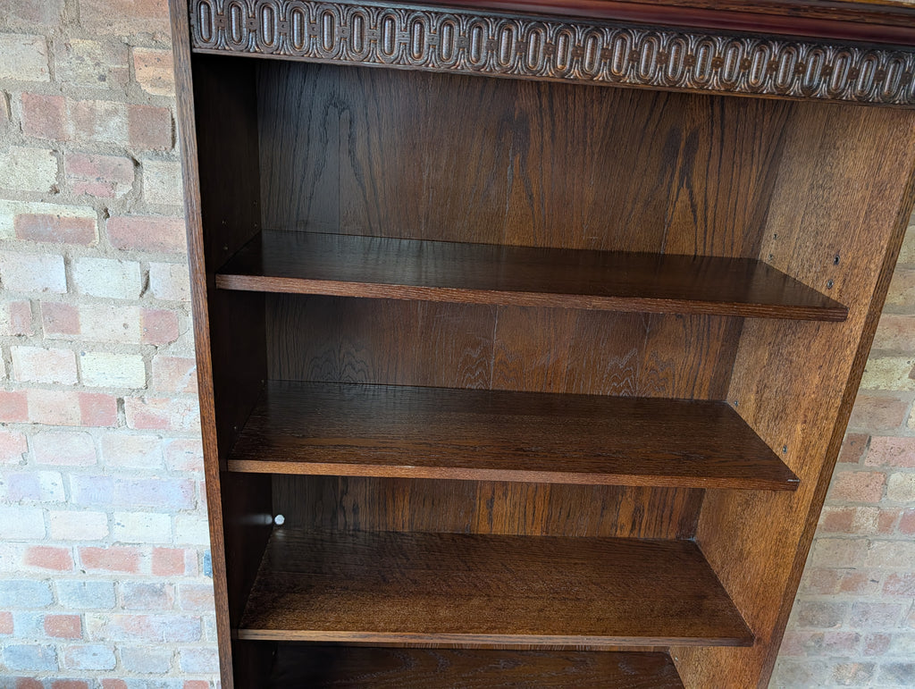 Vintage Oak Tall Open Bookcase