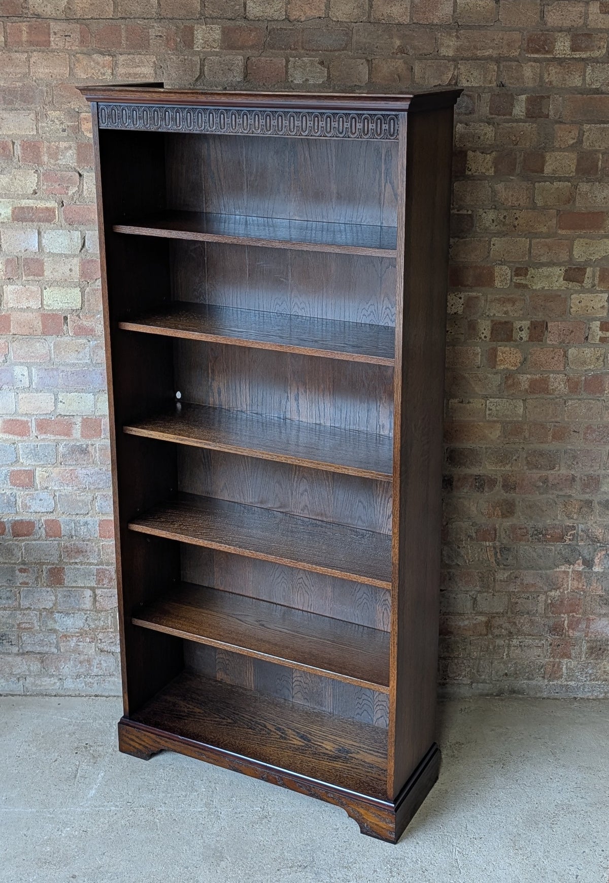 Vintage Oak Tall Open Bookcase