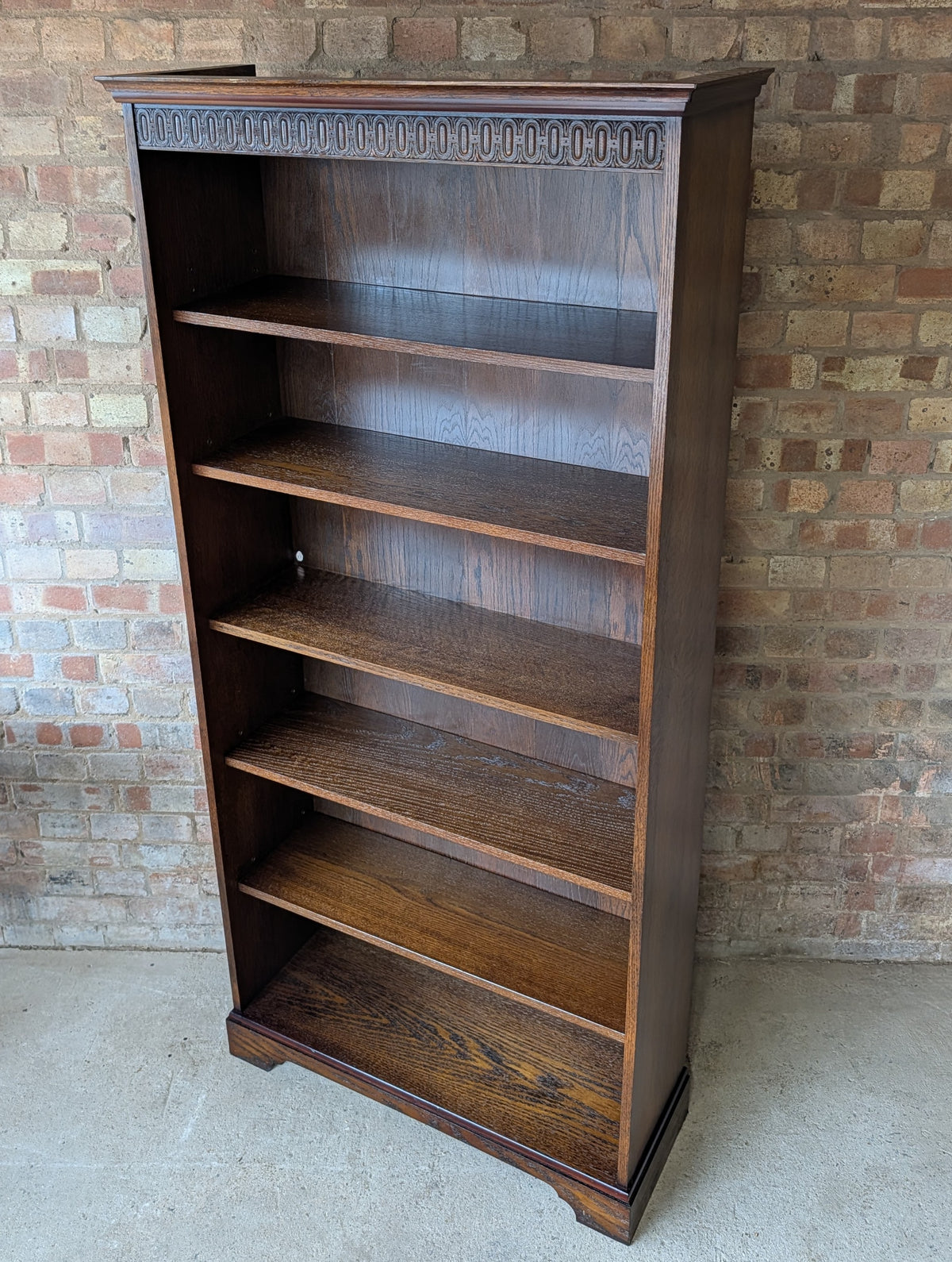 Vintage Oak Tall Open Bookcase