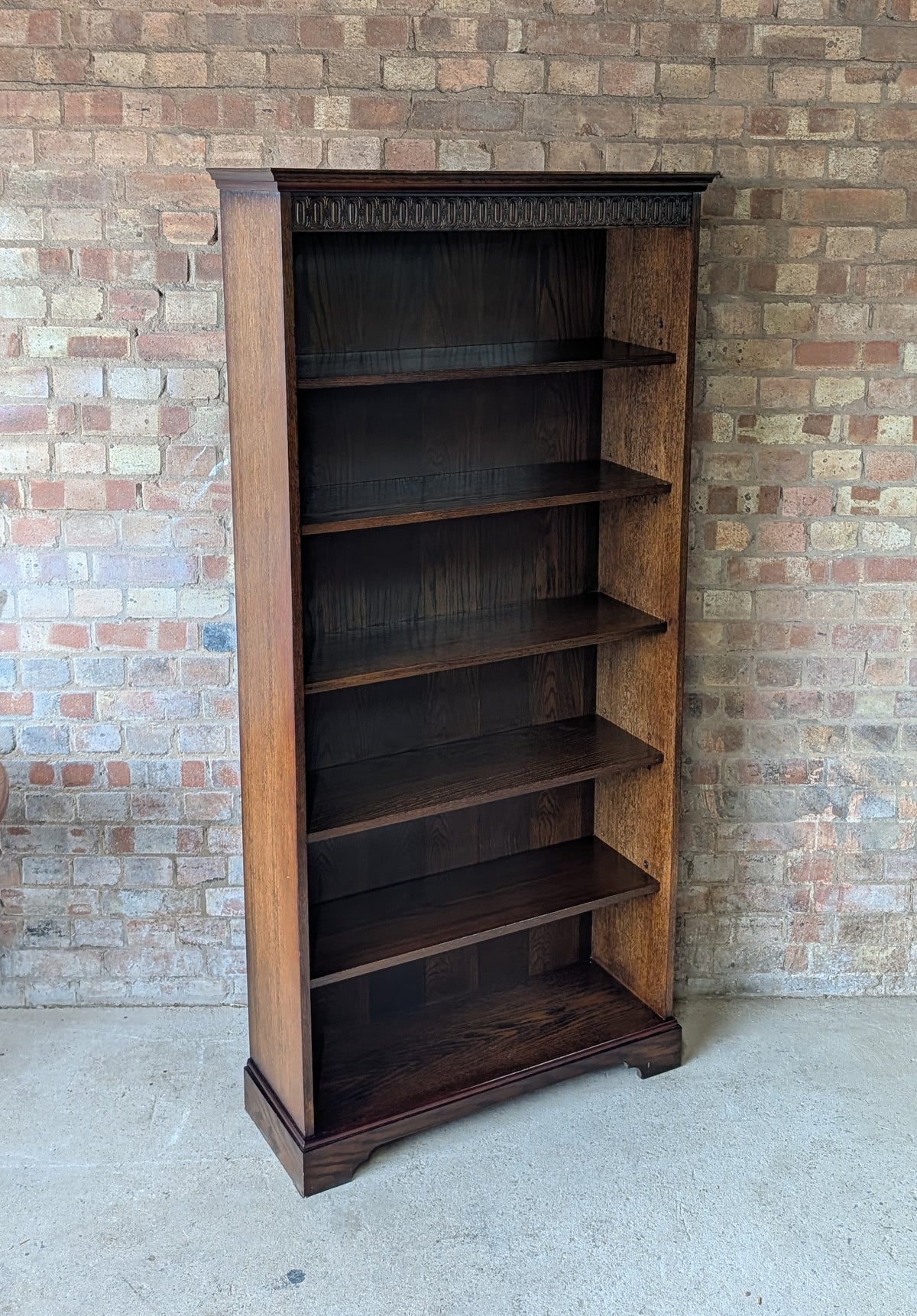 Vintage Oak Tall Open Bookcase