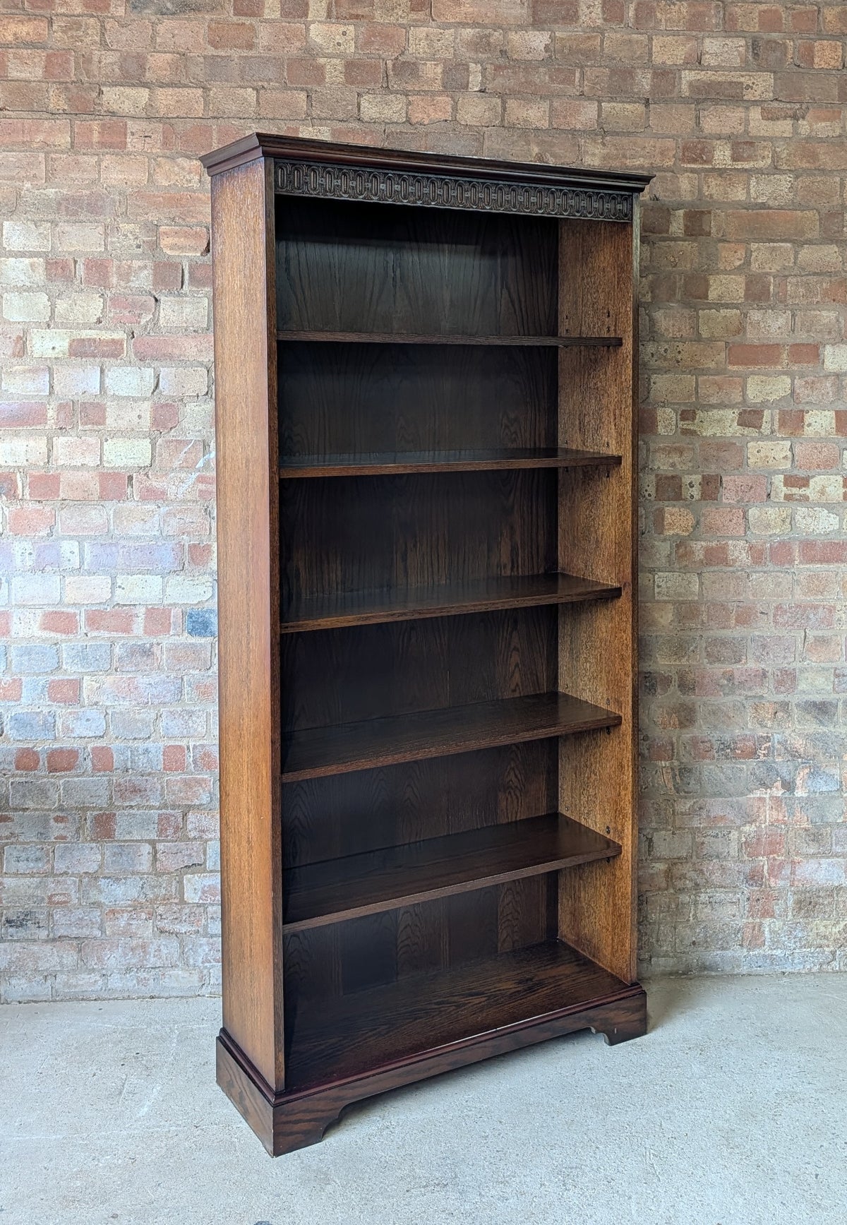 Vintage Oak Tall Open Bookcase