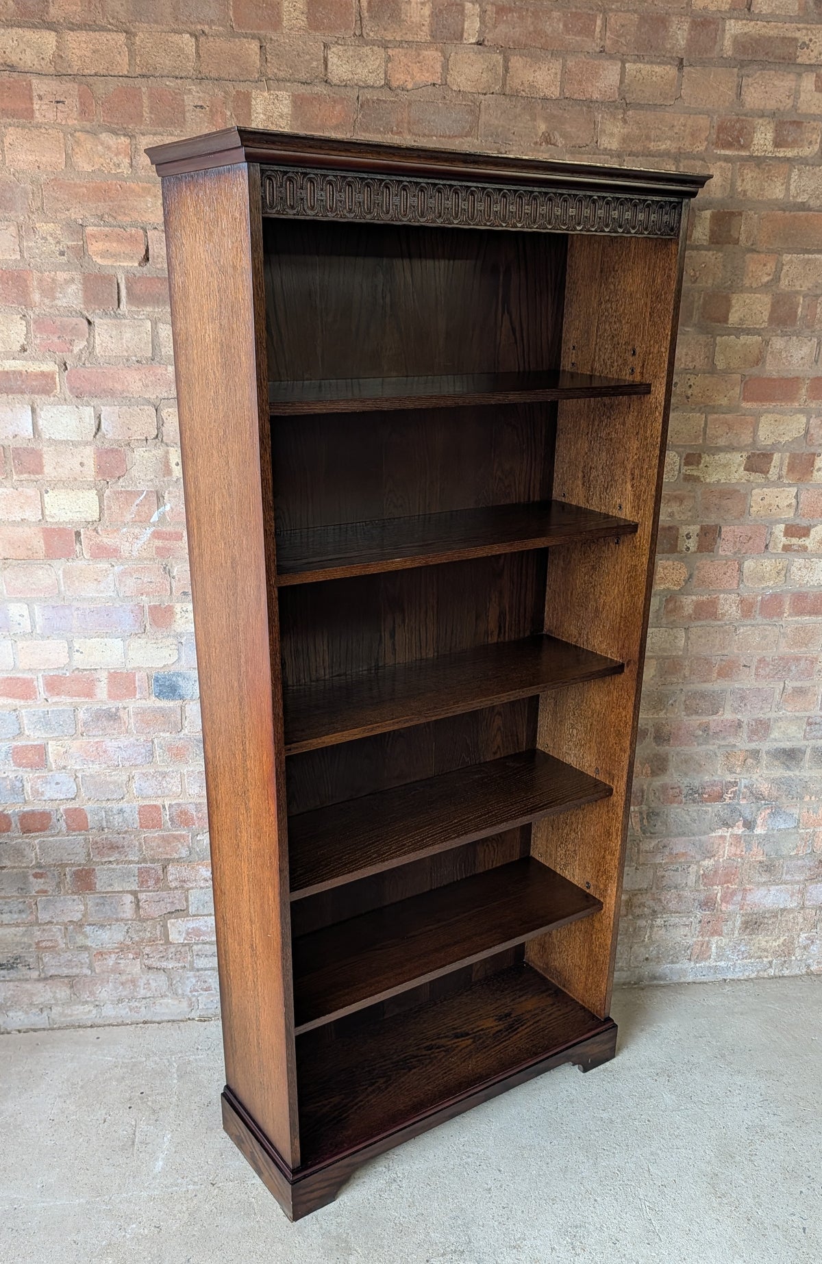 Vintage Oak Tall Open Bookcase