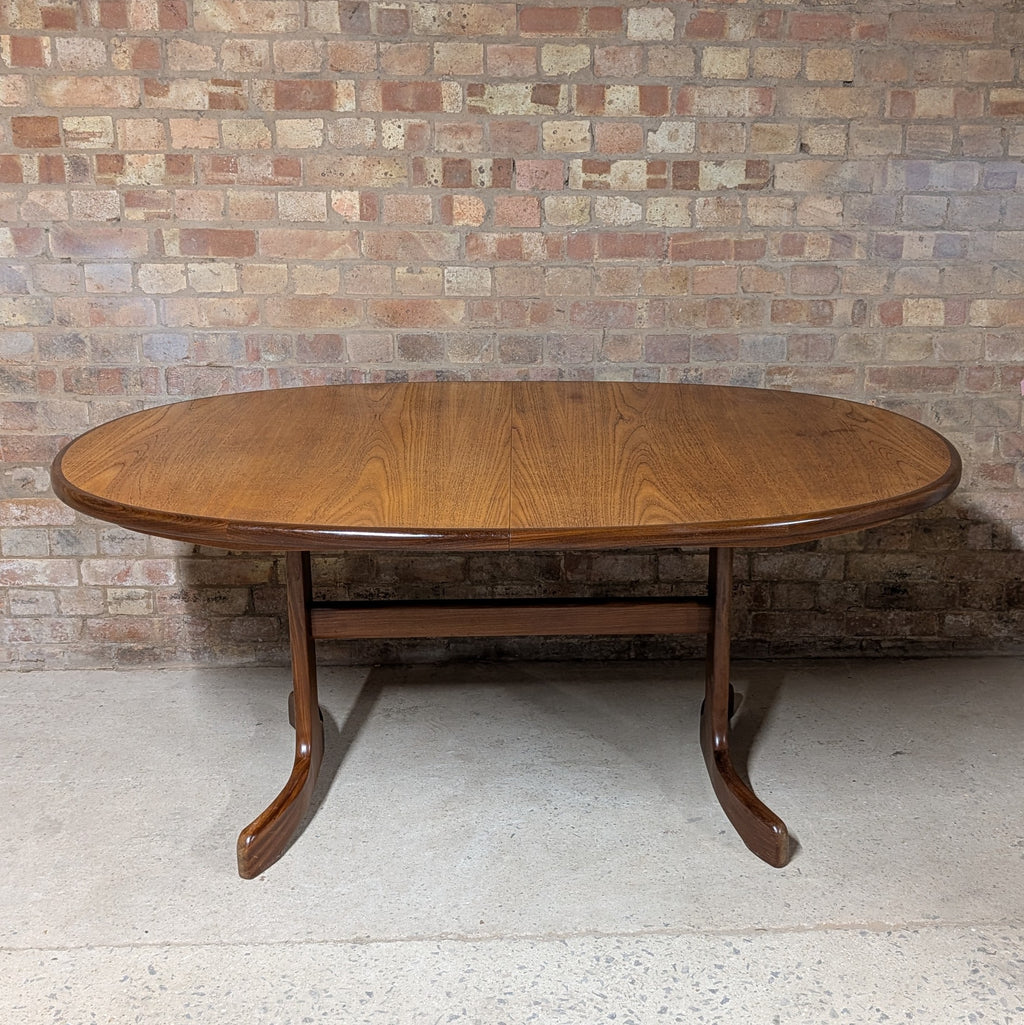 Mid Century G Plan Fresco Teak Extending Oval Dining Table - Vintage 1970s