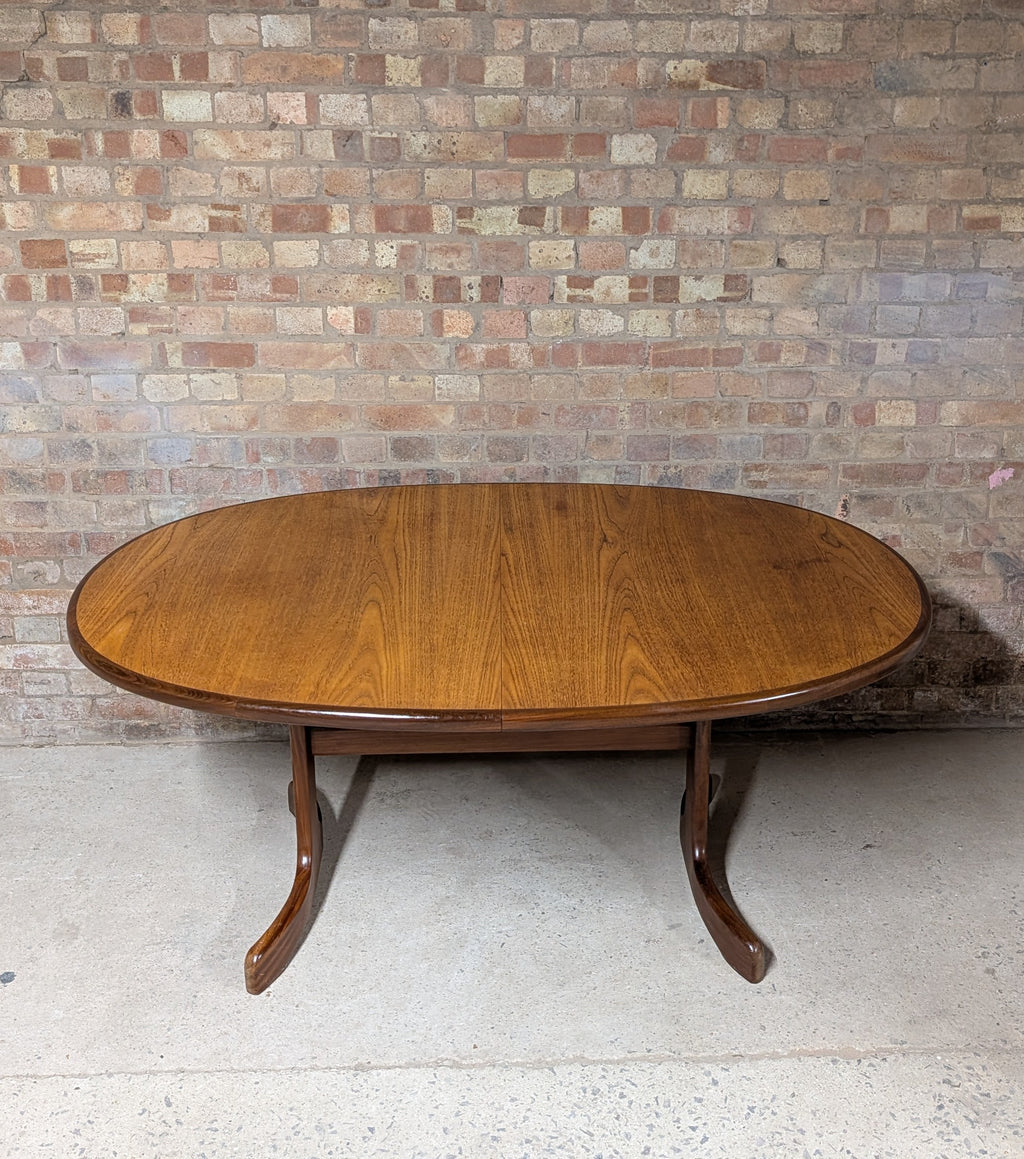Mid Century G Plan Fresco Teak Extending Oval Dining Table - Vintage 1970s