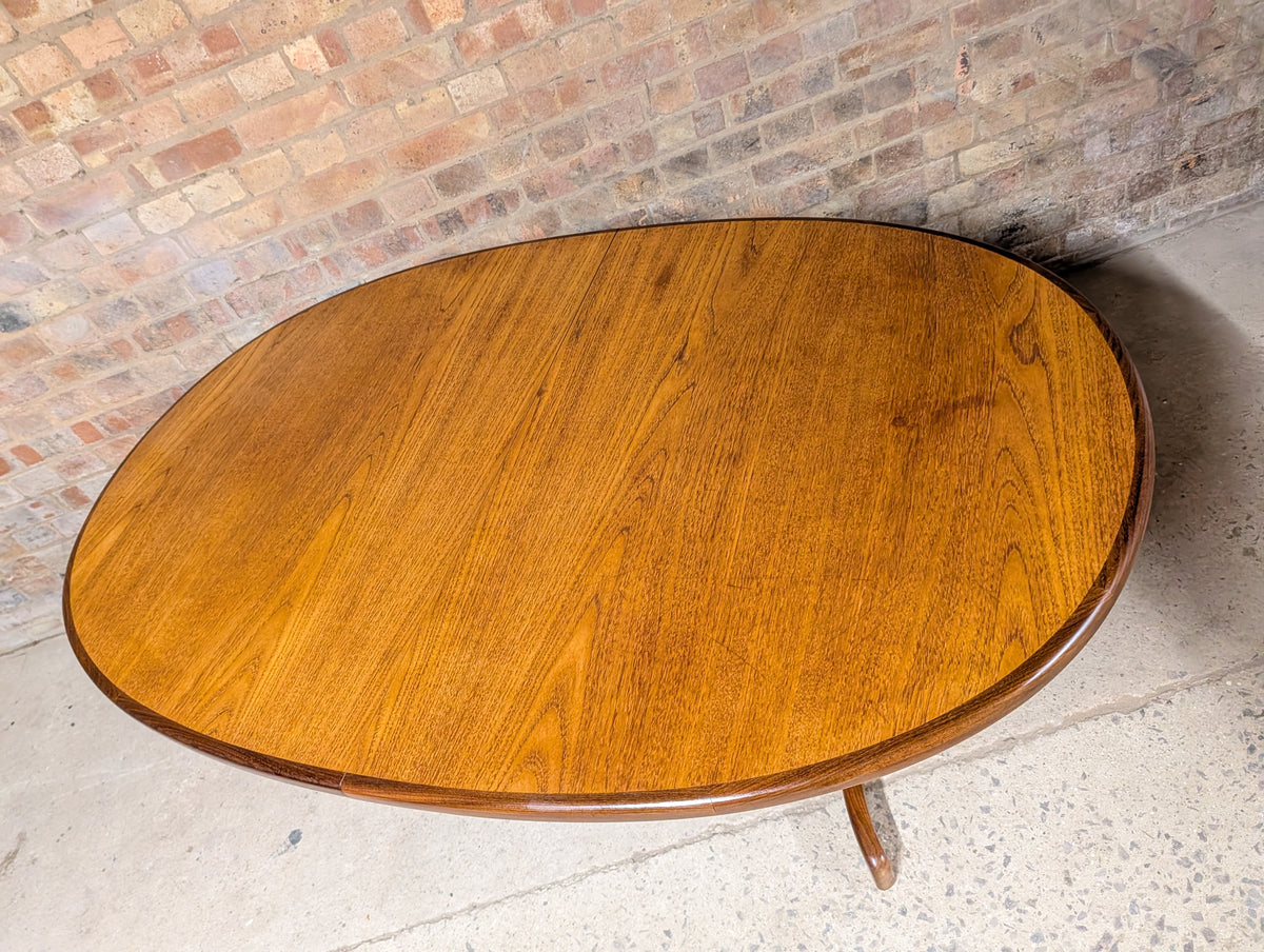 Mid Century G Plan Fresco Teak Extending Oval Dining Table - Vintage 1970s