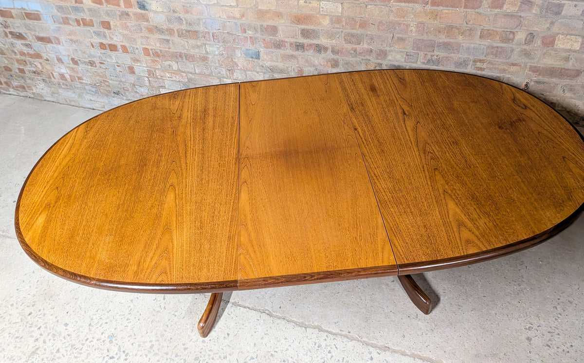 Mid Century G Plan Fresco Teak Extending Oval Dining Table - Vintage 1970s