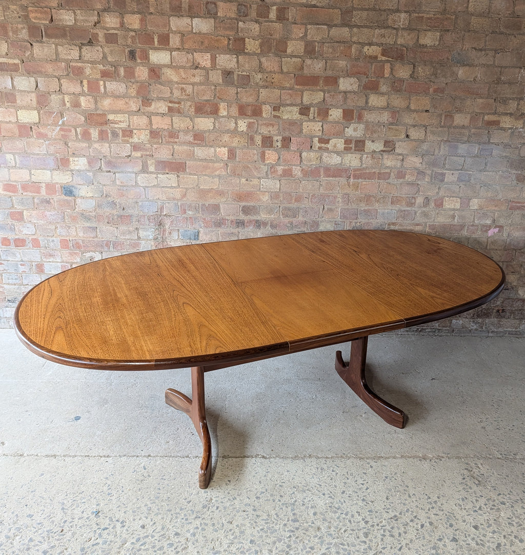Mid Century G Plan Fresco Teak Extending Oval Dining Table - Vintage 1970s