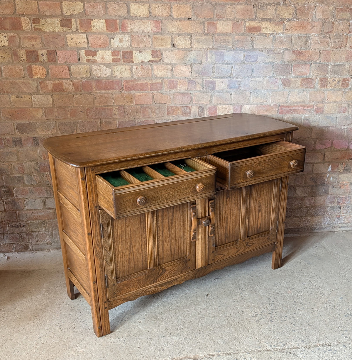 Vintage Ercol Golden Dawn Elm Sideboard / Dresser Base - Blue Label