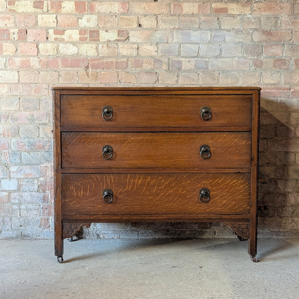 Early 20th Century Oak Chest Of Drawers Vintage 3 Drawer Chest