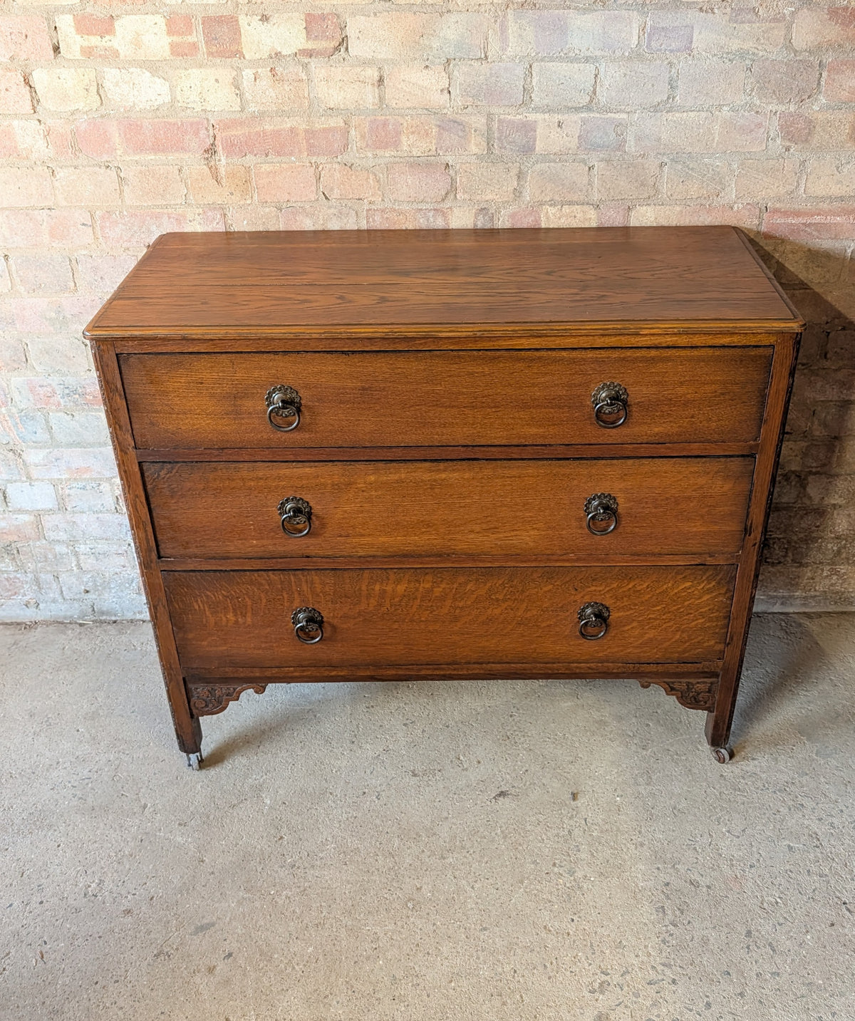 Early 20th Century Oak Chest Of Drawers Vintage 3 Drawer Chest