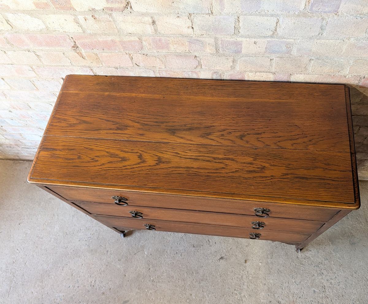 Early 20th Century Oak Chest Of Drawers Vintage 3 Drawer Chest