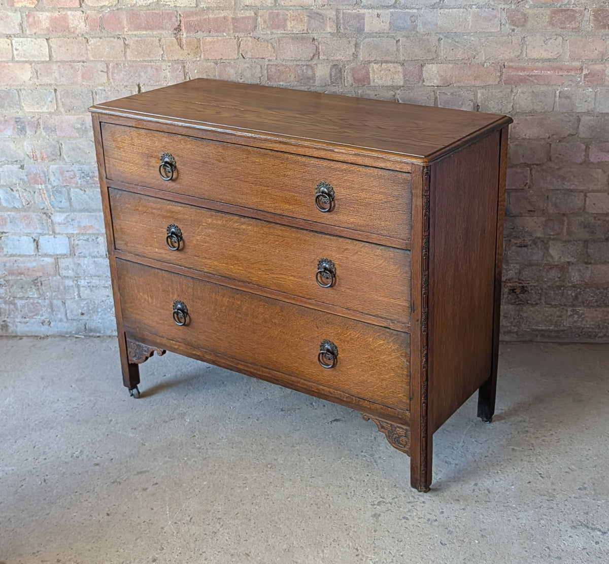 Early 20th Century Oak Chest Of Drawers Vintage 3 Drawer Chest