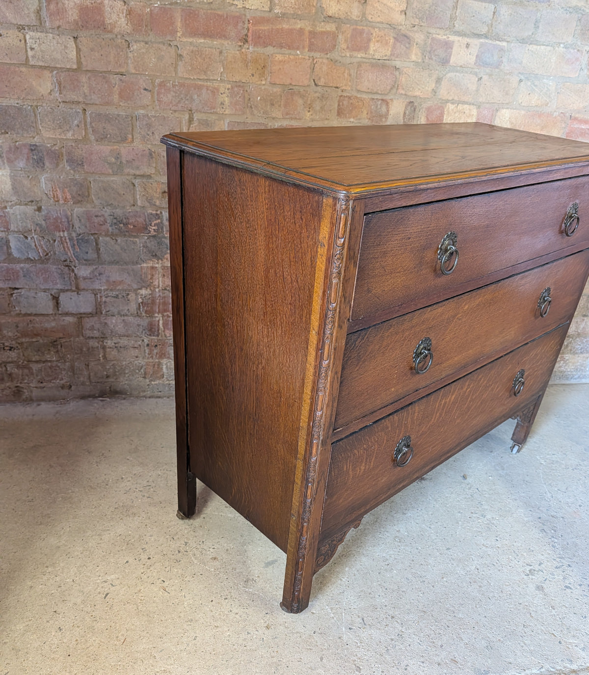 Early 20th Century Oak Chest Of Drawers Vintage 3 Drawer Chest