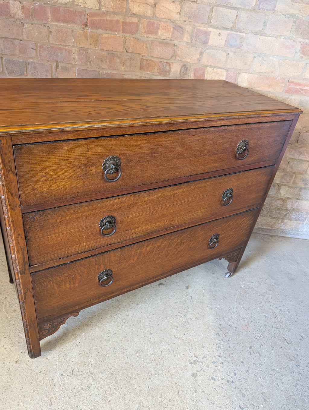 Early 20th Century Oak Chest Of Drawers Vintage 3 Drawer Chest