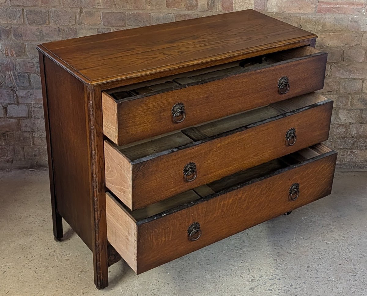 Early 20th Century Oak Chest Of Drawers Vintage 3 Drawer Chest