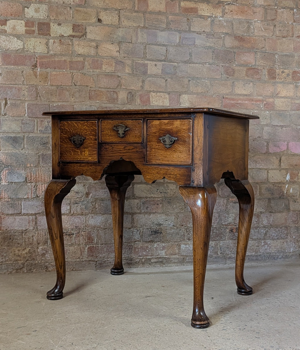 Vintage Georgian Style Oak Lowboy / Queen Anne Style Hall Table