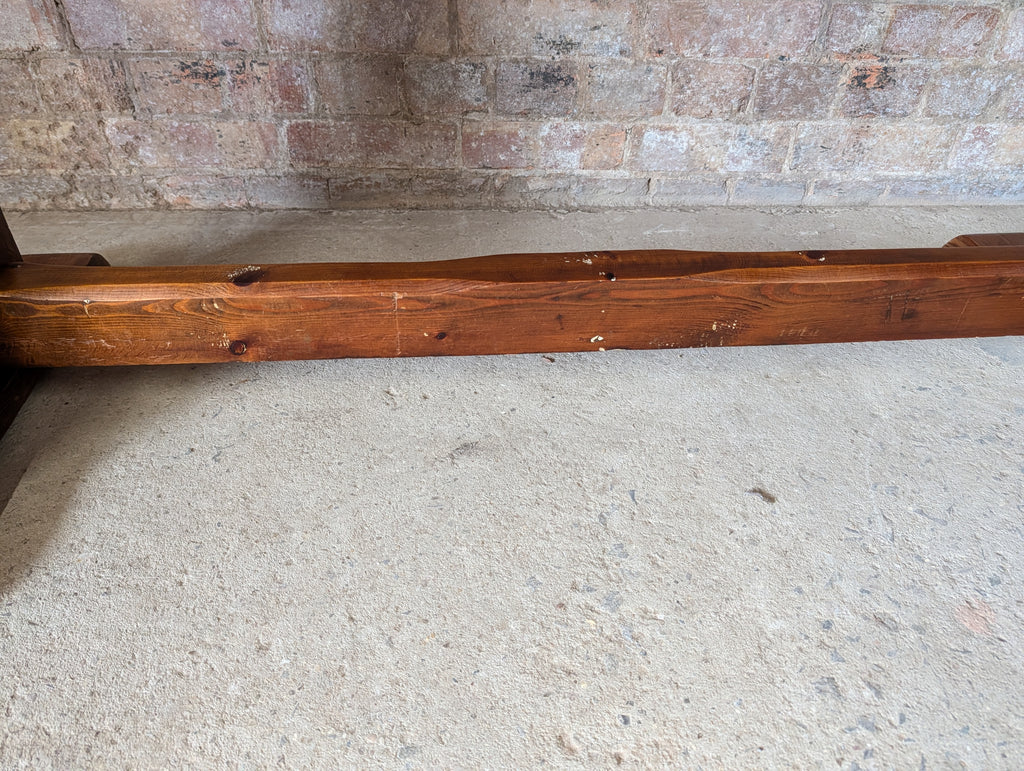 Vintage Mahogany Top Refectory Dining With Pine Trestle Base