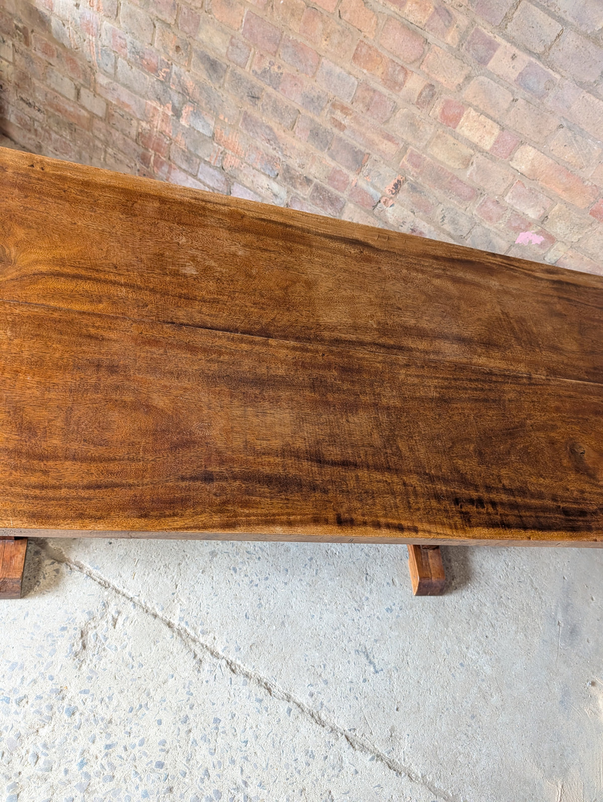 Vintage Mahogany Top Refectory Dining With Pine Trestle Base