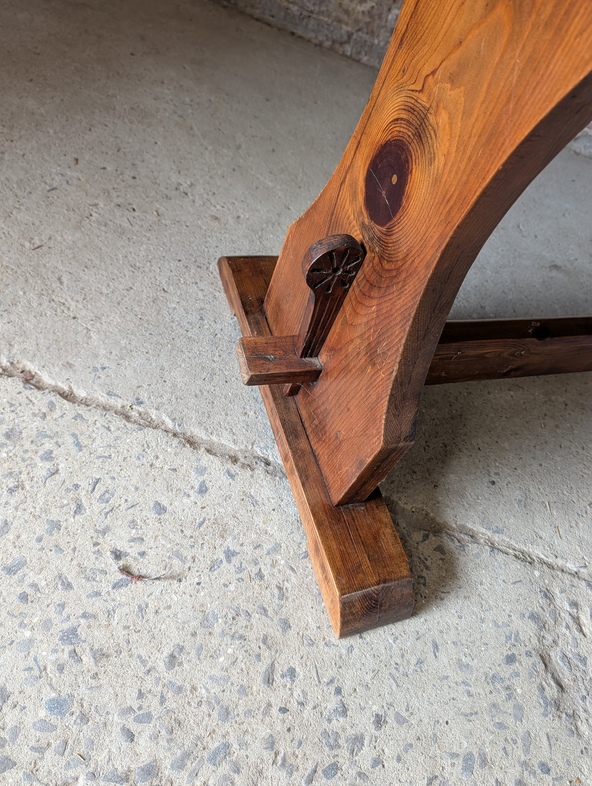 Vintage Mahogany Top Refectory Dining With Pine Trestle Base