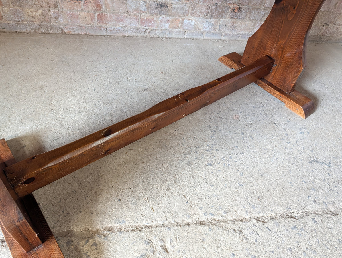 Vintage Mahogany Top Refectory Dining With Pine Trestle Base