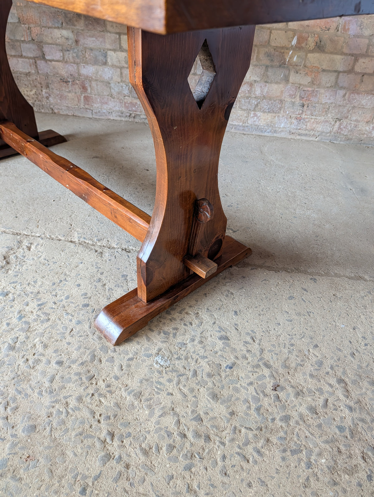 Vintage Mahogany Top Refectory Dining With Pine Trestle Base